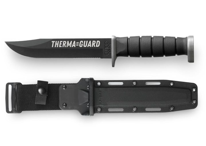 KA-BAR fixed blade engraved with a company brand mark
