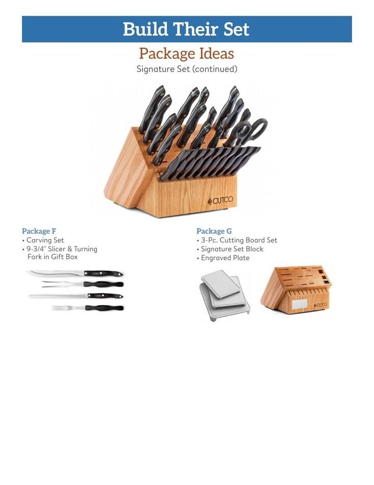 Signature Set build plan continued, packages F and G